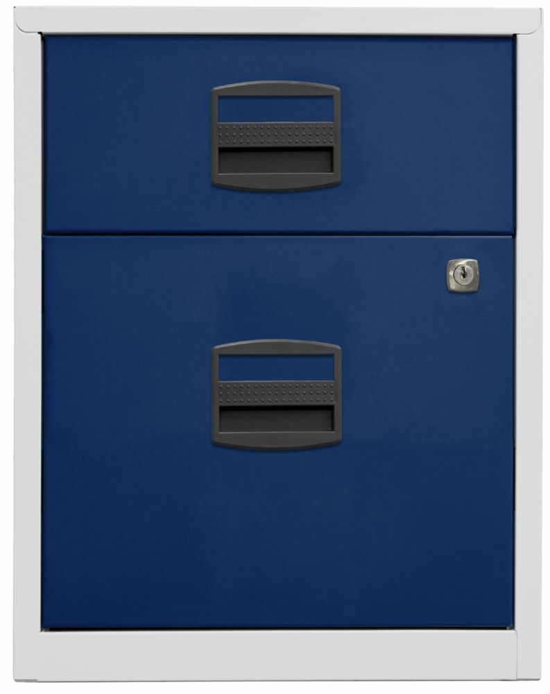 Bisley Home mobiler Beistellschrank 2 Schubladen H 528 mm lichtgrau blau Produktbild Bisley Home mobiler Beistellschrank 2 Schubladen H 528 mm lichtgrau blau