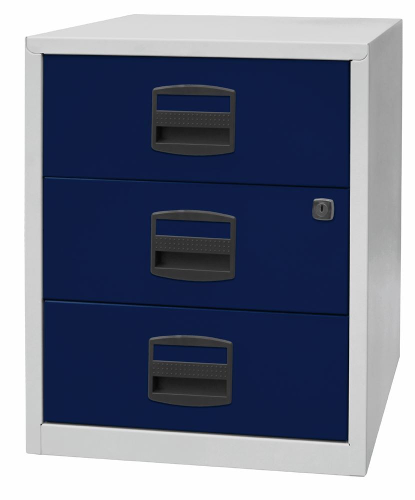 Bisley Home mobiler Beistellschrank 3 Universalschubladen H 528 mm lichtgrau blau Produktbild Bisley Home mobiler Beistellschrank 3 Universalschubladen H 528 mm lichtgrau blau bild 3