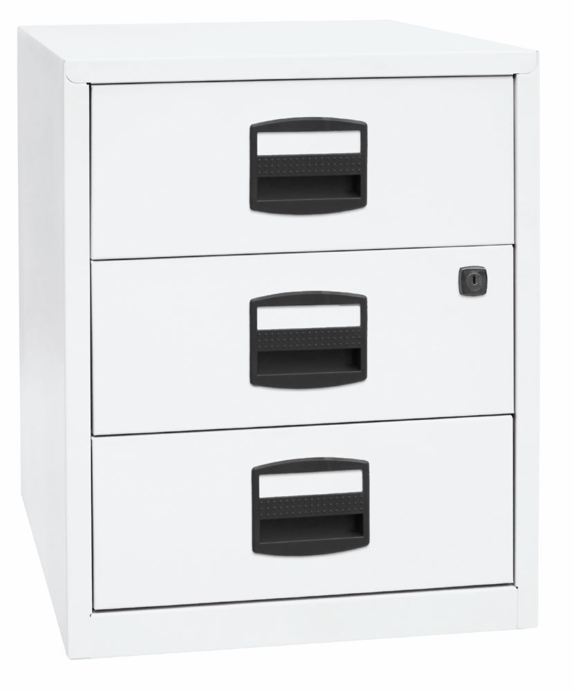Bisley Home mobiler Beistellschrank 3 Universalschubladen H528 mm in weiß Produktbild Bisley Home mobiler Beistellschrank 3 Universalschubladen H528 mm in weiß bild 2