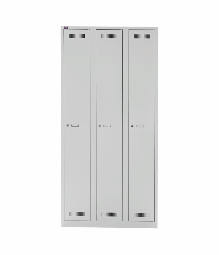 Bisley Light Light Garderobenschrank 3 Abteile Farbe lichtgrau H1850 x B900 x T500 mm Produktbild Bisley Light Light Garderobenschrank 3 Abteile Farbe lichtgrau H1850 x B900 x T500 mm