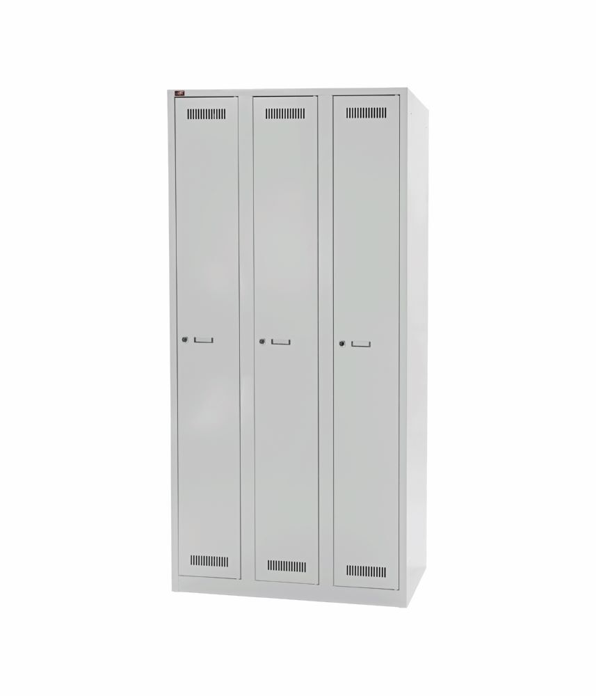 Bisley Light Light Garderobenschrank 3 Abteile Farbe lichtgrau H1850 x B900 x T500 mm Produktbild Bisley Light Light Garderobenschrank 3 Abteile Farbe lichtgrau H1850 x B900 x T500 mm bild 3