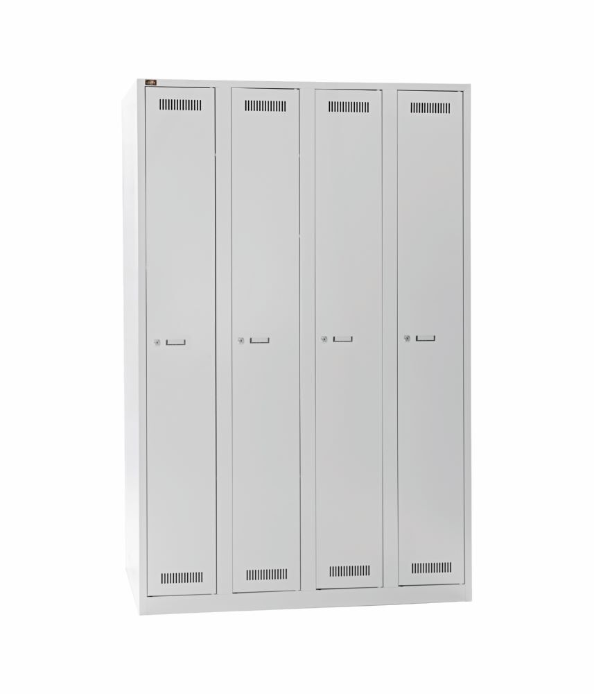 Bisley Light Light Garderobenschrank 4 Abteile Farbe lichtgrau H 1850 x B 1200 mm Produktbild Bisley Light Light Garderobenschrank 4 Abteile Farbe lichtgrau H 1850 x B 1200 mm bild 2