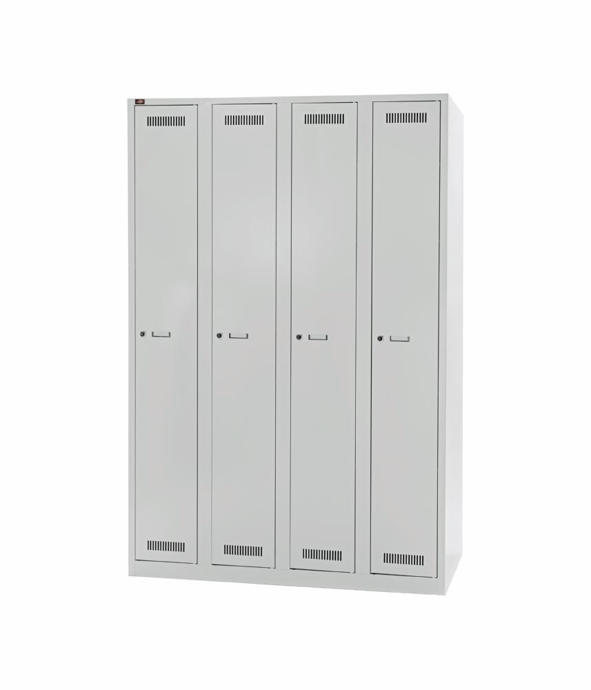 Bisley Light Light Garderobenschrank 4 Abteile Farbe lichtgrau H 1850 x B 1200 mm Produktbild Bisley Light Light Garderobenschrank 4 Abteile Farbe lichtgrau H 1850 x B 1200 mm bild 3