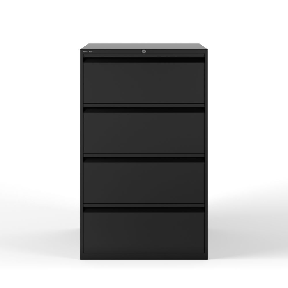 Bisley Hängeregistraturschrank doppelbahnig DIN A4 4 HR-Schubladen Farbe schwarz Produktbild Bisley Hängeregistraturschrank doppelbahnig DIN A4 4 HR-Schubladen Farbe schwarz