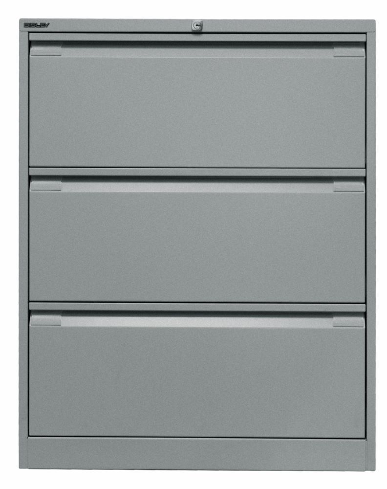 Bisley Hängeregistraturschrank DIN A4 3 HR-Schubladen Farbe silber H 1016 mm Produktbild Bisley Hängeregistraturschrank DIN A4 3 HR-Schubladen Farbe silber H 1016 mm