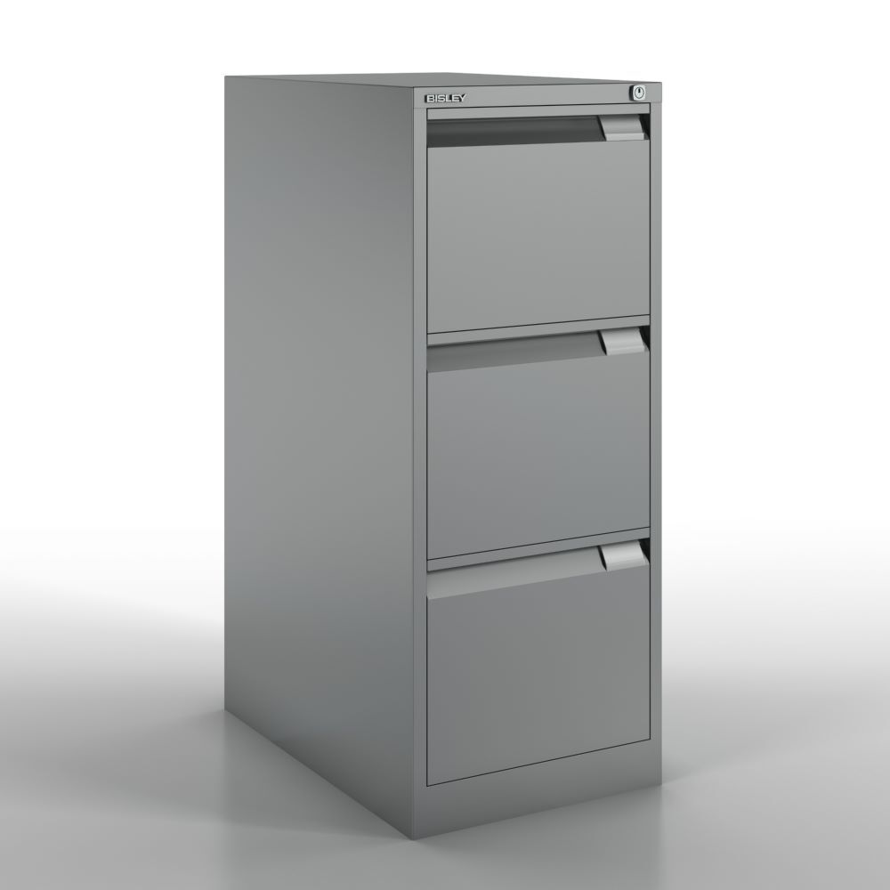 Bisley Hängeregistraturschrank DIN A4 3 HR-Schubladen in silber H 1016 x B 413 mm Produktbild Bisley Hängeregistraturschrank DIN A4 3 HR-Schubladen in silber H 1016 x B 413 mm bild 2