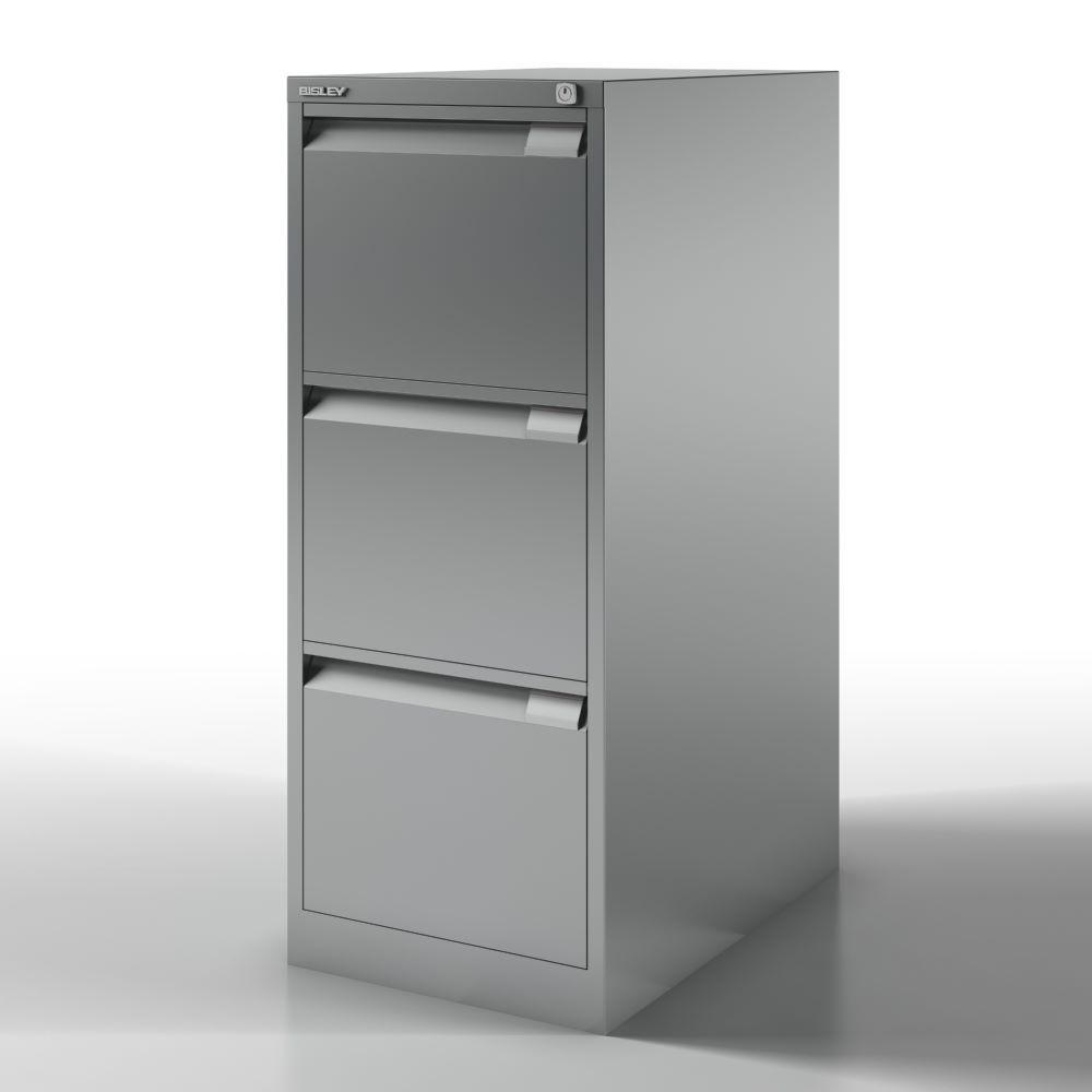 Bisley Hängeregistraturschrank DIN A4 3 HR-Schubladen in silber H 1016 x B 413 mm Produktbild Bisley Hängeregistraturschrank DIN A4 3 HR-Schubladen in silber H 1016 x B 413 mm bild 3