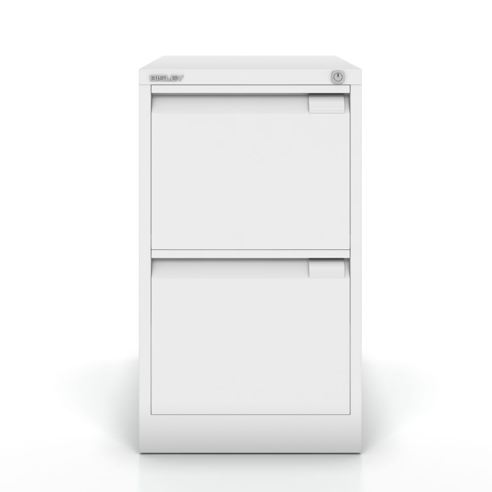 Bisley Hängeregistraturschrank einbahnig DIN A4 2 HR-Schubladen Farbe verkehrsweiß Produktbild Bisley Hängeregistraturschrank einbahnig DIN A4 2 HR-Schubladen Farbe verkehrsweiß