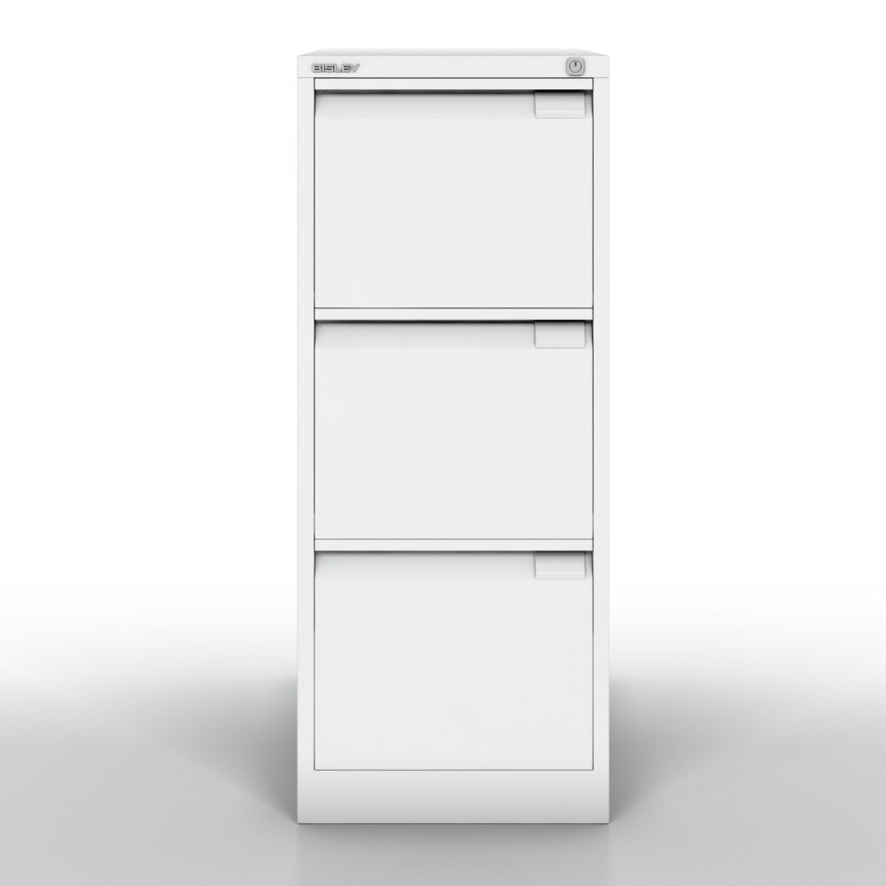 Bisley Hängeregistraturschrank DIN A4 3 HR-Schubladen Farbe verkehrsweiß Produktbild Bisley Hängeregistraturschrank DIN A4 3 HR-Schubladen Farbe verkehrsweiß