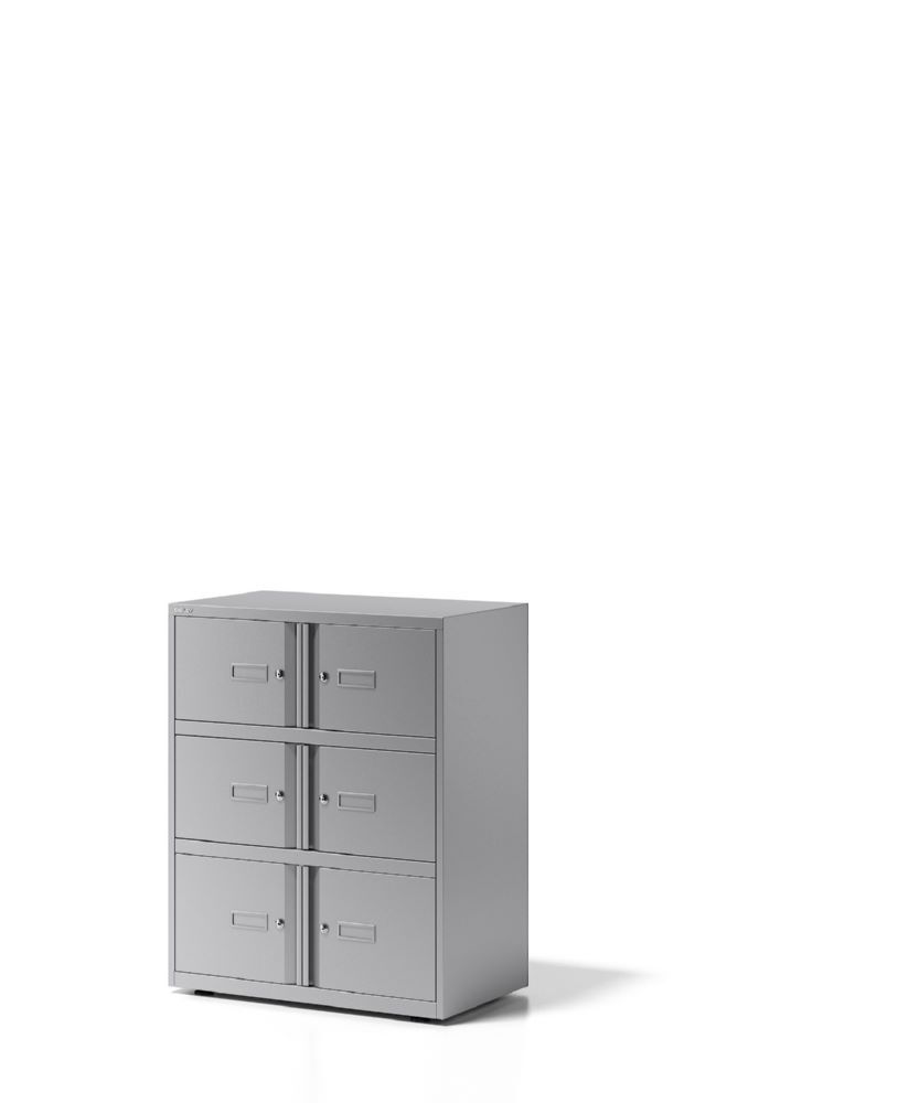 Bisley Schließfachschrank Essentials 6 Türen 4 x H 267 und 2 x H 304 mm Farbe silber Produktbild Bisley Schließfachschrank Essentials 6 Türen 4 x H 267 und 2 x H 304 mm Farbe silber