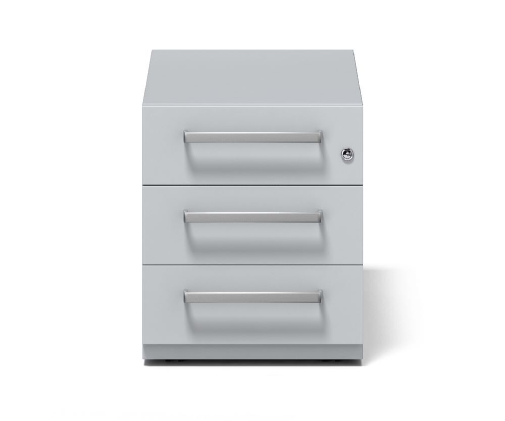 Bisley Rollcontainer Note mit Griff 3 Schubladen lichtgrau Beite 420 x Höhe 495 mm Produktbild Bisley Rollcontainer Note mit Griff 3 Schubladen lichtgrau Beite 420 x Höhe 495 mm