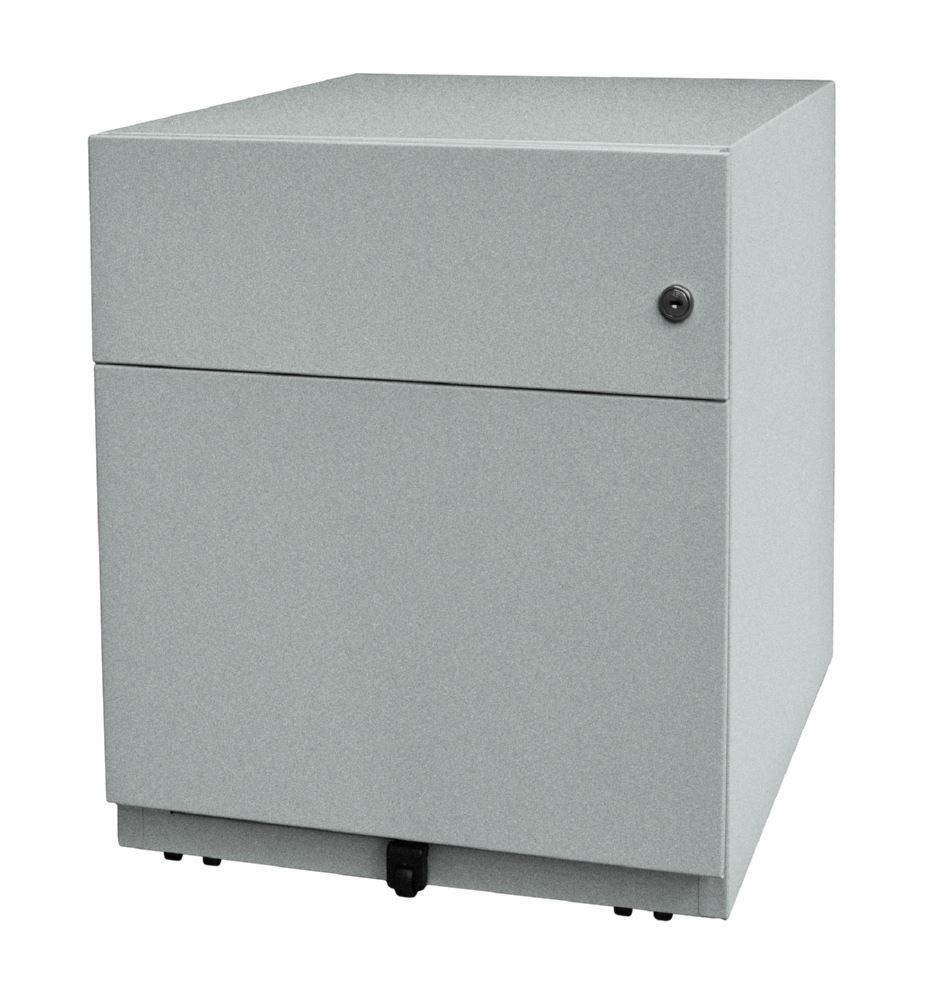 Bisley Rollcontainer Note mit Griffleiste 1 Schublade H 495 x B 420 x T 565 mm silber Produktbild Bisley Rollcontainer Note mit Griffleiste 1 Schublade H 495 x B 420 x T 565 mm silber