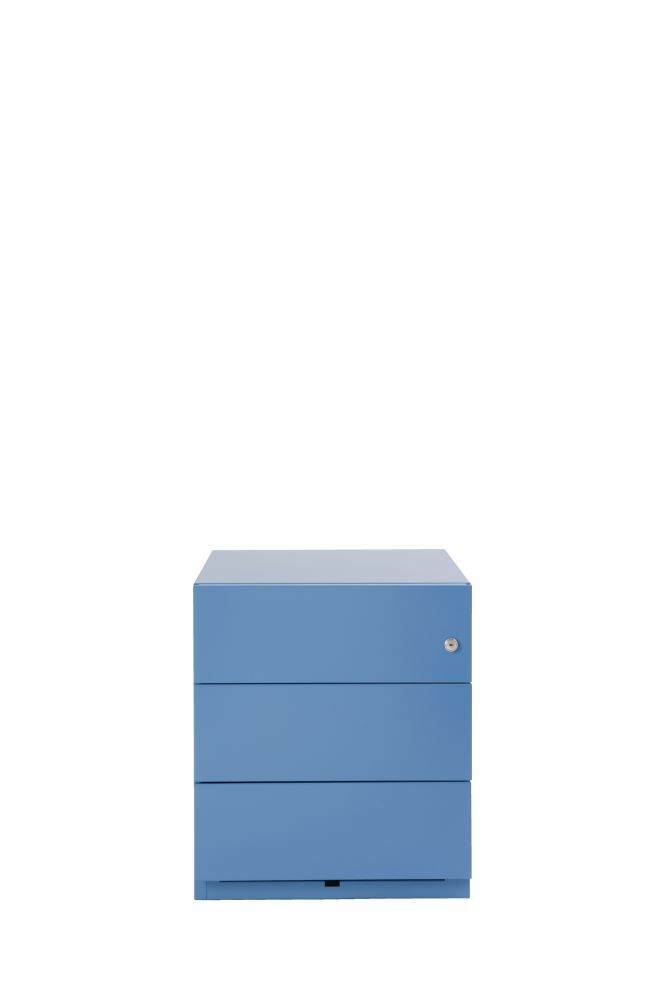 Bisley Rollcontainer Note mit Griffleiste 3 Schubladen H 495 x B 420 x T 565 mm blau Produktbild Bisley Rollcontainer Note mit Griffleiste 3 Schubladen H 495 x B 420 x T 565 mm blau