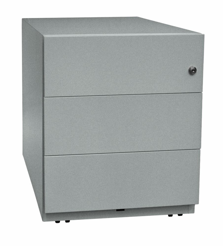 Bisley Rollcontainer Note mit Griffleiste 3 Schubladen H 495 x B 420 x T 565 mm silber Bisley Rollcontainer Note mit Griffleiste 3 Schubladen H 495 x B 420 x T 565 mm silber