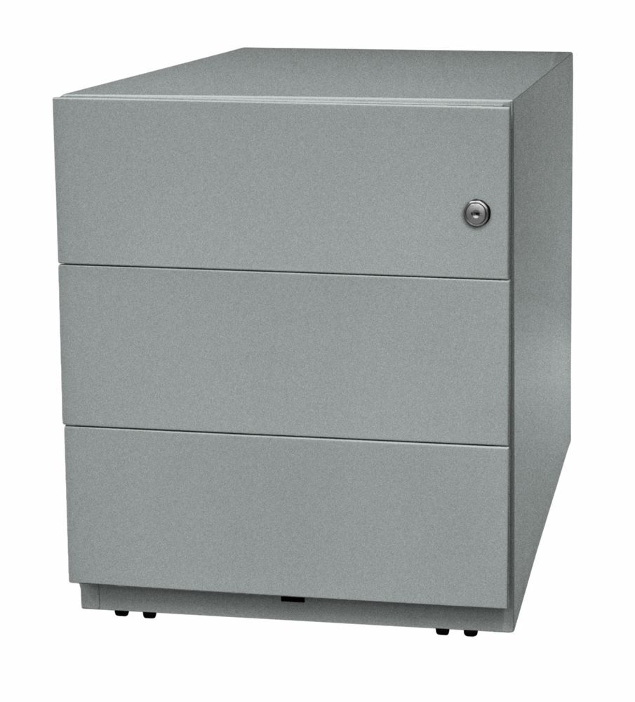 Bisley Rollcontainer Note mit Griffleiste 3 Schubladen H 495 x B 420 x T 565 mm silber Bisley Rollcontainer Note mit Griffleiste 3 Schubladen H 495 x B 420 x T 565 mm silber