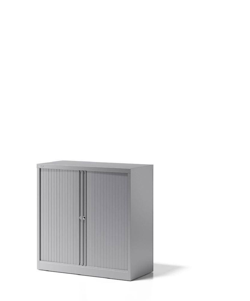 Bisley Rollladenschrank Essentials mit 1 Fachboden für 2 Ordnerhöhen Farbe silber Produktbild Bisley Rollladenschrank Essentials mit 1 Fachboden für 2 Ordnerhöhen Farbe silber