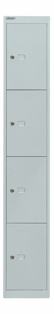 Bisley Schließfachschrank Office 1 Abteil 4 Fächer T 457 mm Farbe lichtgrau Produktbild Bisley Schließfachschrank Office 1 Abteil 4 Fächer T 457 mm Farbe lichtgrau