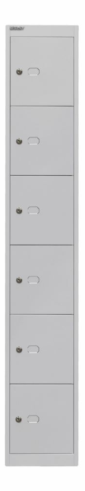 Bisley Schließfachschrank Office 1 Abteil 6 Fächer T 457 mm Farbe lichtgrau Produktbild Bisley Schließfachschrank Office 1 Abteil 6 Fächer T 457 mm Farbe lichtgrau