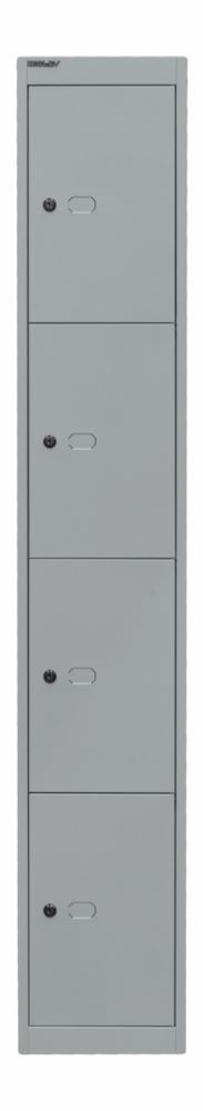 Bisley Schließfachschrank Office 1 Abteil 4 Fächer T 305 mm Farbe silber Produktbild Bisley Schließfachschrank Office 1 Abteil 4 Fächer T 305 mm Farbe silber