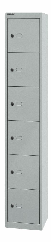 Bisley Schließfachschrank Office 1 Abteil 6 Fächer T 305 mm Farbe silber Produktbild Bisley Schließfachschrank Office 1 Abteil 6 Fächer T 305 mm Farbe silber bild 3