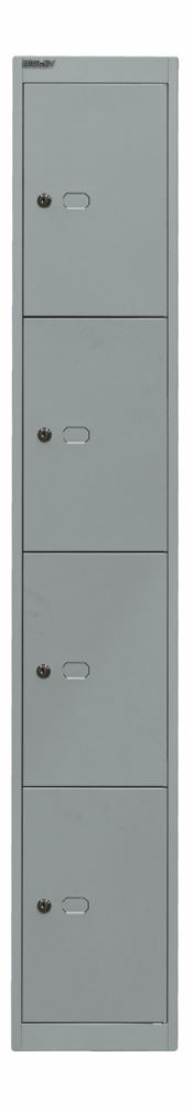 Bisley Schließfachschrank Office 1 Abteil 4 Fächer T 457 mm Farbe silber Produktbild Bisley Schließfachschrank Office 1 Abteil 4 Fächer T 457 mm Farbe silber