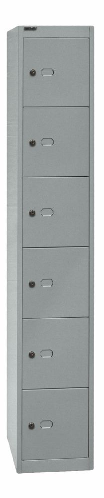 Bisley Schließfachschrank Office 1 Abteil 6 Fächer T 457 mm Farbe silber Produktbild Bisley Schließfachschrank Office 1 Abteil 6 Fächer T 457 mm Farbe silber bild 2