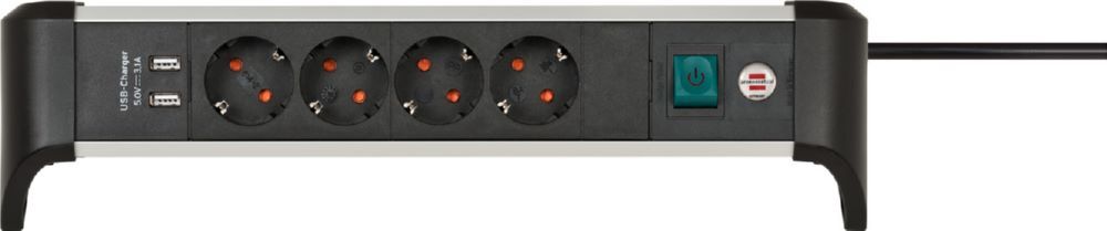 Brennenstuhl Alu-Office-Line Steckdosenleiste 4-fach Mehrfachsteckdose mit USB 1,8 m Kabel Produktbild Brennenstuhl Alu-Office-Line Steckdosenleiste 4-fach Mehrfachsteckdose mit USB 1,8 m Kabel