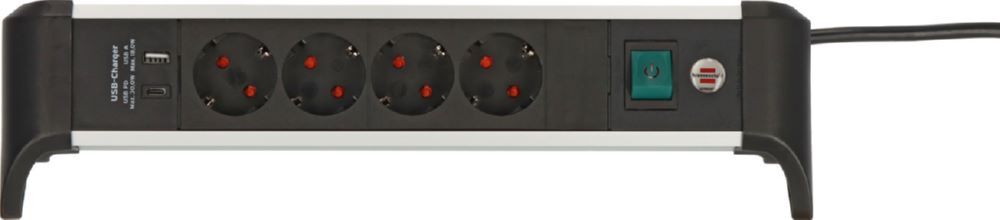 Brennenstuhl Alu-Office-Line Steckdosenleiste 4-fach mit USB Power-Delivery Typ C Produktbild Brennenstuhl Alu-Office-Line Steckdosenleiste 4-fach mit USB Power-Delivery Typ C