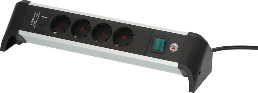 Brennenstuhl Alu-Office-Line Steckdosenleiste 4-fach mit USB Power-Delivery Typ C Produktbild Brennenstuhl Alu-Office-Line Steckdosenleiste 4-fach mit USB Power-Delivery Typ C bild 4