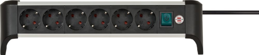 Brennenstuhl Alu-Office-Line Steckdosenleiste 6-fach Steckerleiste aus Aluminium 3 m Kabel Produktbild Brennenstuhl Alu-Office-Line Steckdosenleiste 6-fach Steckerleiste aus Aluminium 3 m Kabel