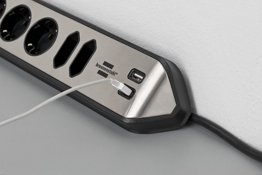 Brennenstuhl Ecksteckdosenleiste 6-fach Tischsteckdose mit Edelstahloberfläche silber/schwarz Produktbild Brennenstuhl Ecksteckdosenleiste 6-fach Tischsteckdose mit Edelstahloberfläche silber/schwarz bild 9