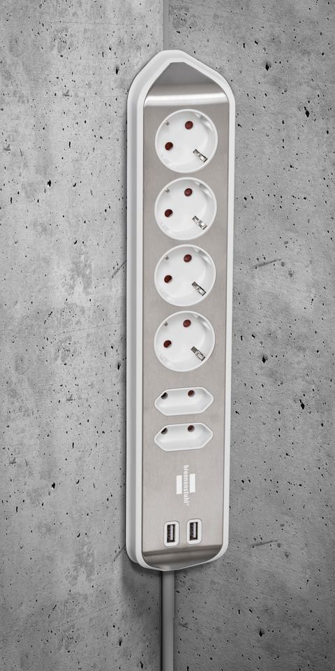 Brennenstuhl Ecksteckdosenleiste 6-fach 4 x Schutzkontakt 2 x Euro-Steckdosen 2x USB Produktbild Brennenstuhl Ecksteckdosenleiste 6-fach 4 x Schutzkontakt 2 x Euro-Steckdosen 2x USB bild 14