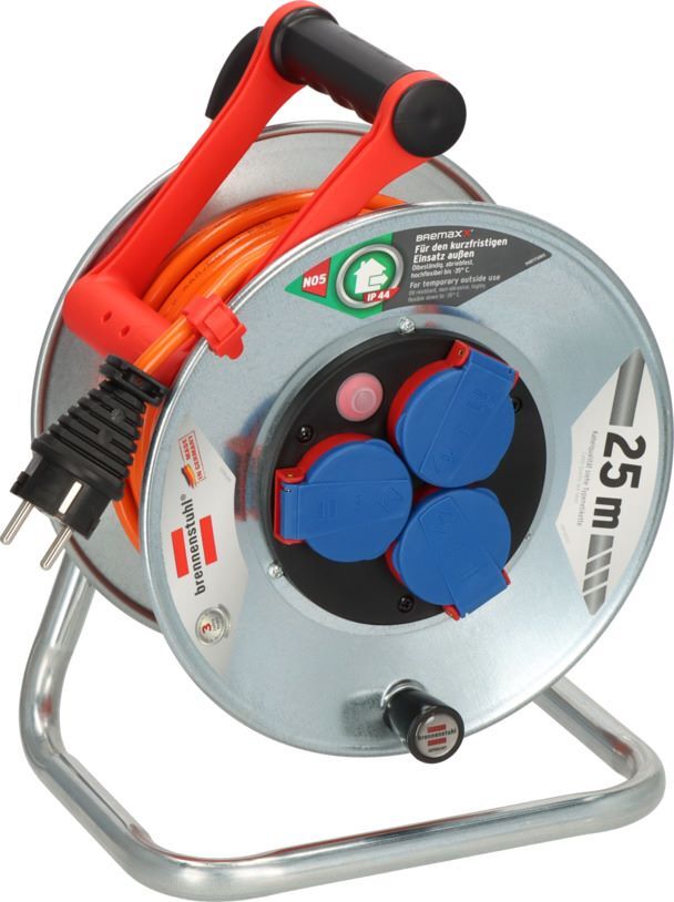 Brennenstuhl Garant S IP44 Kabeltrommel 25 m Kabel in orange Stahlblech Produktbild Brennenstuhl Garant S IP44 Kabeltrommel 25 m Kabel in orange Stahlblech