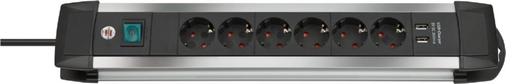 Brennenstuhl Premium Alu Line Steckdosenleiste 6 fach mit Schalter und Aufhänge Vorrichtung Produktbild Brennenstuhl Premium Alu Line Steckdosenleiste 6 fach mit Schalter und Aufhänge Vorrichtung