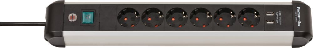 Brennenstuhl Premium-Alu-Line Steckdosenleiste 6-fach USB/Mehrfachsteckdose 3 m Kabel Produktbild Brennenstuhl Premium-Alu-Line Steckdosenleiste 6-fach USB/Mehrfachsteckdose 3 m Kabel
