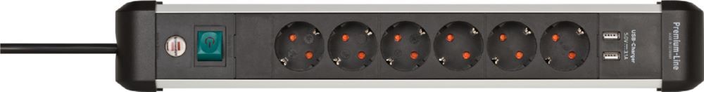Brennenstuhl Premium-Alu-Line Steckdosenleiste 6-fach USB/Mehrfachsteckdose 3 m Kabel Produktbild Brennenstuhl Premium-Alu-Line Steckdosenleiste 6-fach USB/Mehrfachsteckdose 3 m Kabel bild 4