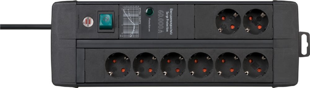 Brennenstuhl Premium-Line Steckdosenleiste 8-fach mit Überspannungsschutz 3 m Kabel schwarz Produktbild Brennenstuhl Premium-Line Steckdosenleiste 8-fach mit Überspannungsschutz 3 m Kabel schwarz bild 4