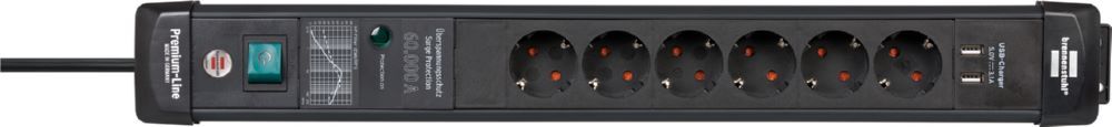 Brennenstuhl Premium-Line Steckdosenleiste 6-fach Überspannungsschutz bis 60.000 A mit Schalt Produktbild Brennenstuhl Premium-Line Steckdosenleiste 6-fach Überspannungsschutz bis 60.000 A mit Schalt bild 5