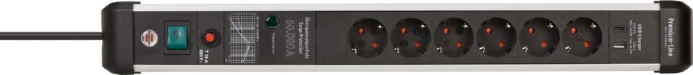 Brennenstuhl Premium-Protect-Line Steckdosenleiste 6-fach USB Power-Delivery Typ C Produktbild Brennenstuhl Premium-Protect-Line Steckdosenleiste 6-fach USB Power-Delivery Typ C bild 6