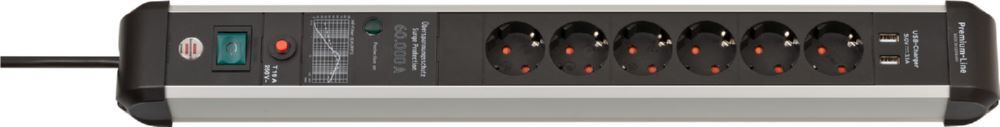 Brennenstuhl Premium-Protect-Line Steckdosenleiste 6-fach mit USB und Überspannungsschutz 3 m Produktbild Brennenstuhl Premium-Protect-Line Steckdosenleiste 6-fach mit USB und Überspannungsschutz 3 m
