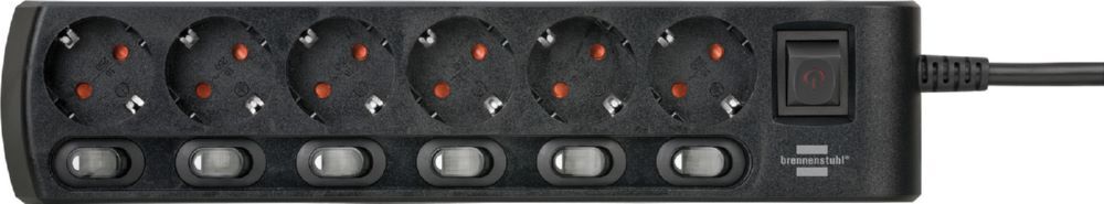 Brennenstuhl Steckdosenleiste einzeln schaltbar 6 fach mit 2 poligen Schaltern Produktbild Brennenstuhl Steckdosenleiste einzeln schaltbar 6 fach mit 2 poligen Schaltern bild 2
