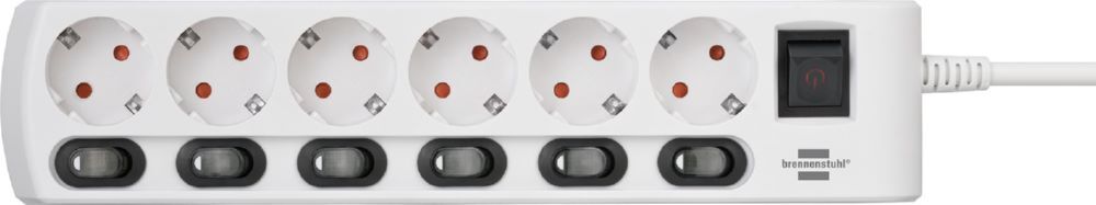 Brennenstuhl Steckdosenleiste einzeln schaltbar 6 fach mit 2 poligen Schaltern Produktbild Brennenstuhl Steckdosenleiste einzeln schaltbar 6 fach mit 2 poligen Schaltern bild 2