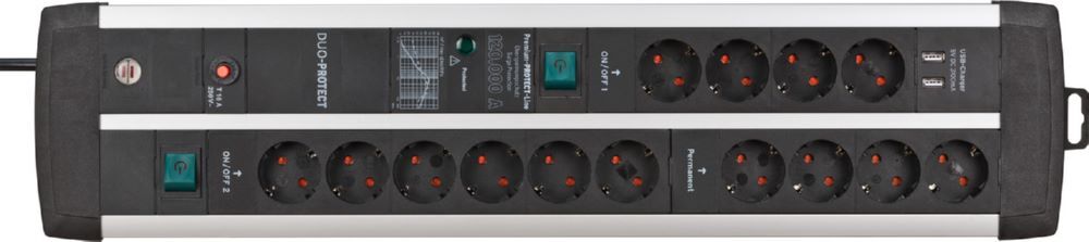 Brennenstuhl Premium Protect Line Steckdosenleiste 14 fach mit Überspannungsschutz und USB Produktbild Brennenstuhl Premium Protect Line Steckdosenleiste 14 fach mit Überspannungsschutz und USB bild 9