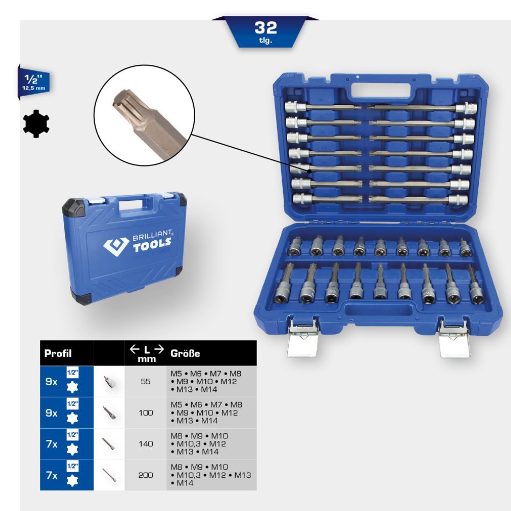 Produktbild 1/2" Bit-Stecknuss-Satz, 32-tlg, RIBE Profil bild 2