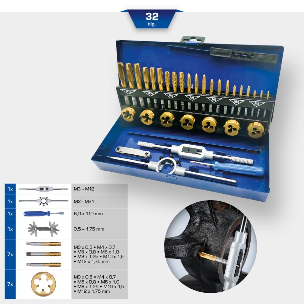 Produktbild TiN Gewindeschneidwerkzeug-Satz, 32-tlg bild 2