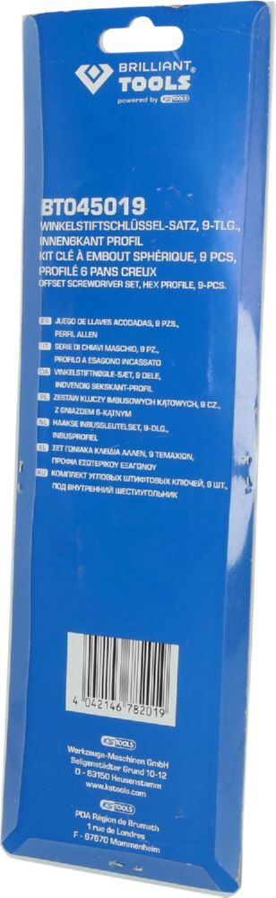 Produktbild Winkelstiftschlüssel-Satz, 9-tlg, Innensechskant-Profil, lang bild 5