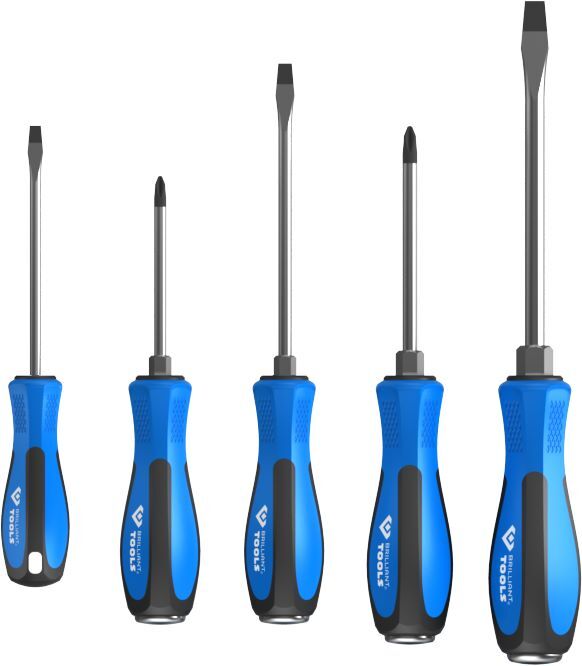 Produktbild Brilliant Tools Schraubendreher Satz mit Schlagkappe Schlitz PH Phillips 5 teilig