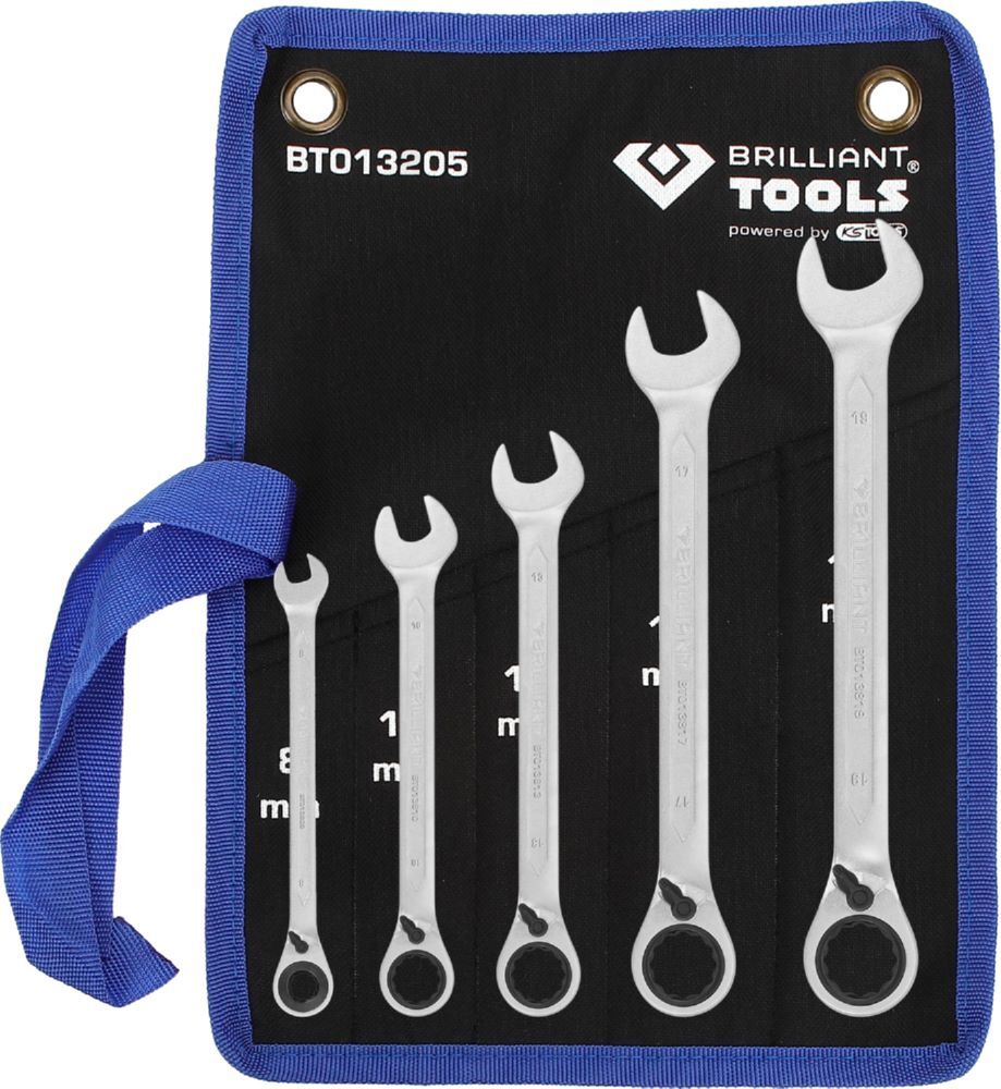 Produktbild Brilliant Tools Ratschenringschlüssel Satz umschaltbar 5 teilig 8 - 19 mm
