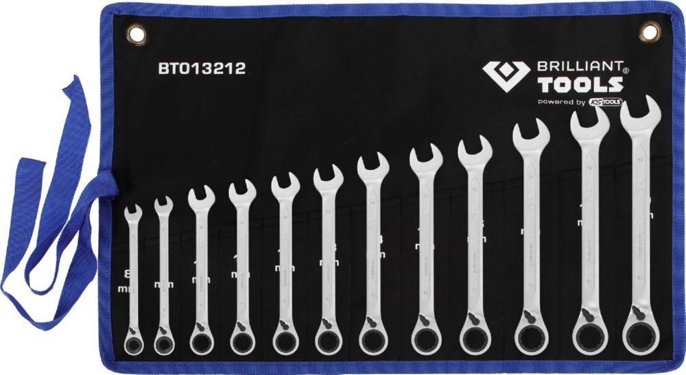 Produktbild Brilliant Tools Ratschenringschlüssel Satz 12 teilig umschaltbar 8 - 19 mm