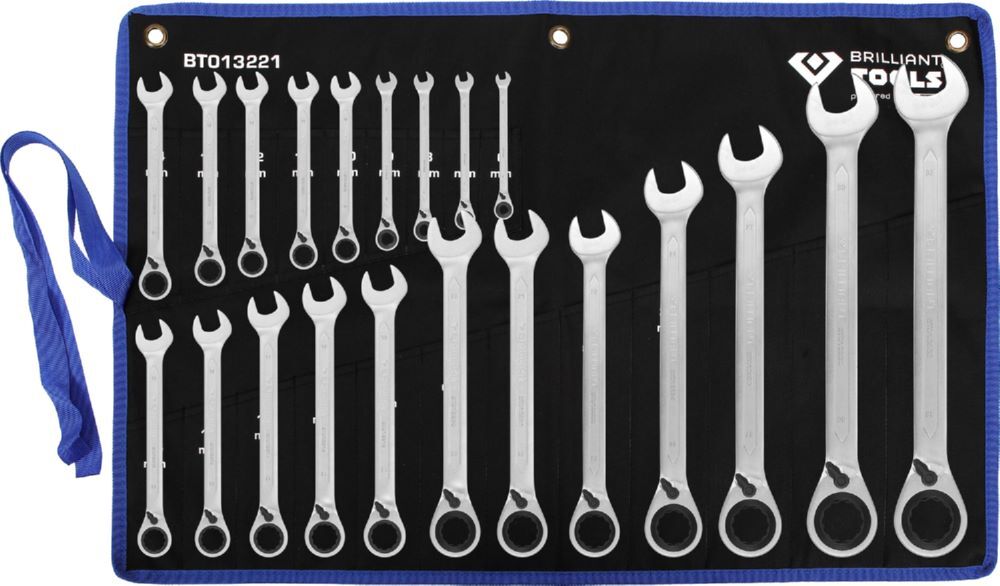 Produktbild Brilliant Tools Ratschenringschlüssel Satz umschaltbar 21 teilig 6 - 32 mm
